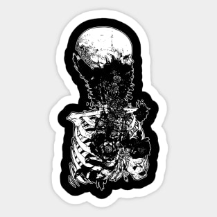 Skull torso black flowers Sticker